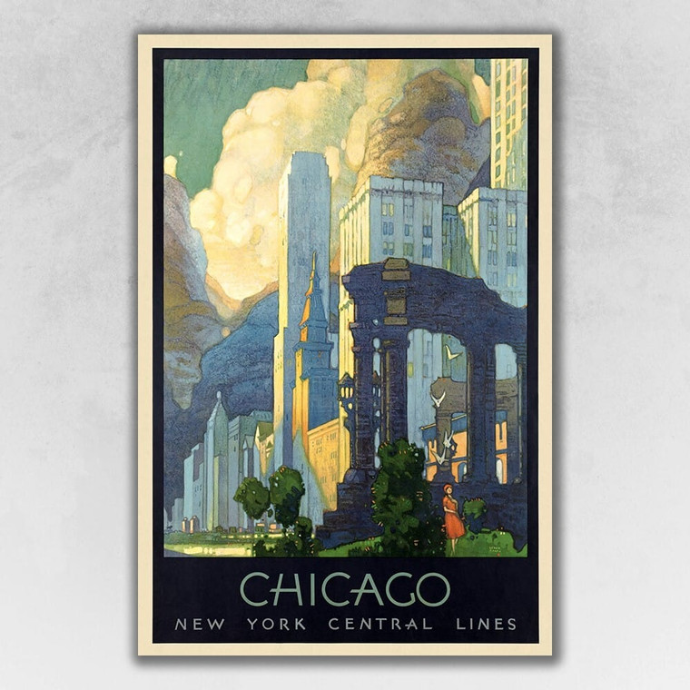 Vintage 1929 Chicago Michigan Ave Travel Unframed Print Wall Art N270-394336