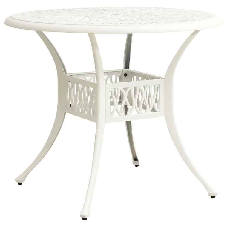 Patio Table White 35.4"x35.4"x29.1" Cast Aluminum A949-315587
