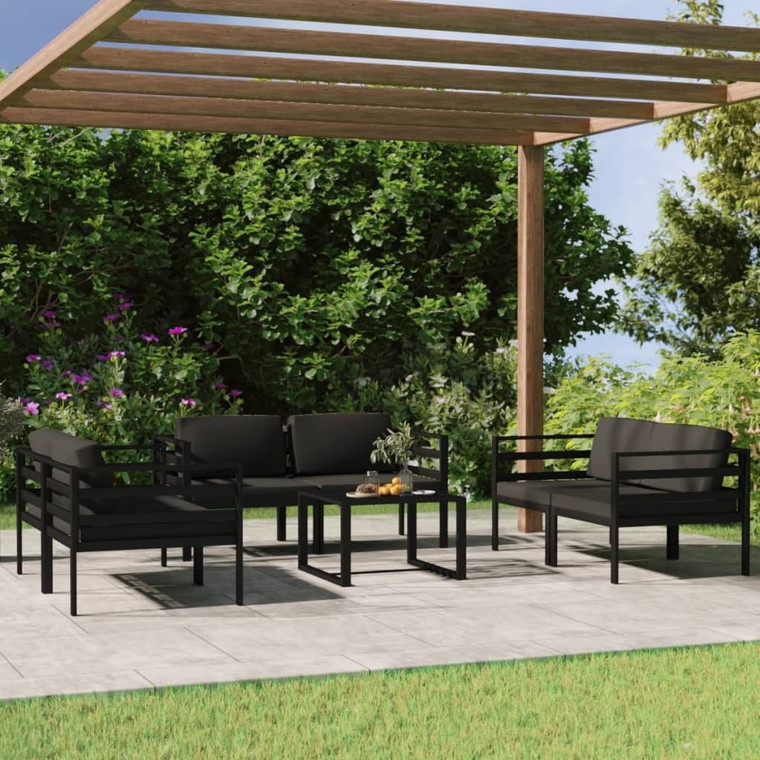7 Piece Patio Lounge Set with Cushions Aluminum Anthracite A949-3107801