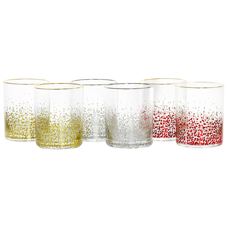 Laurie Gates California Designs Audrey Hill 6 Piece 13.5oz Double Old Fashion Glass Set in Assorted D970-138936.01