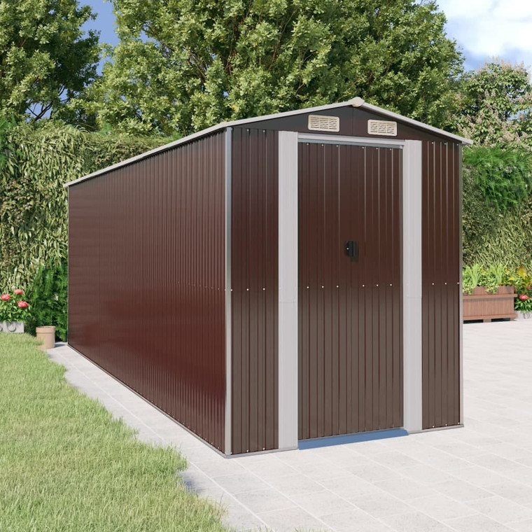 Garden Shed Dark Brown 75.6"x205.9"x87.8" Galvanized Steel A949-3147464