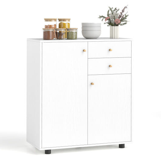 Kitchen Sideboard Buffet Cabinet Coffee Bar Cabinet with 2 Drawers 2 Doors and 3 Adjustable Shelves B593-JV12968