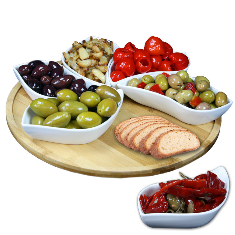 Elama Signature Modern 13.5 Inch 7pc Lazy Susan Appetizer and Condiment Server Set with 6 Unique De D970-EL-170