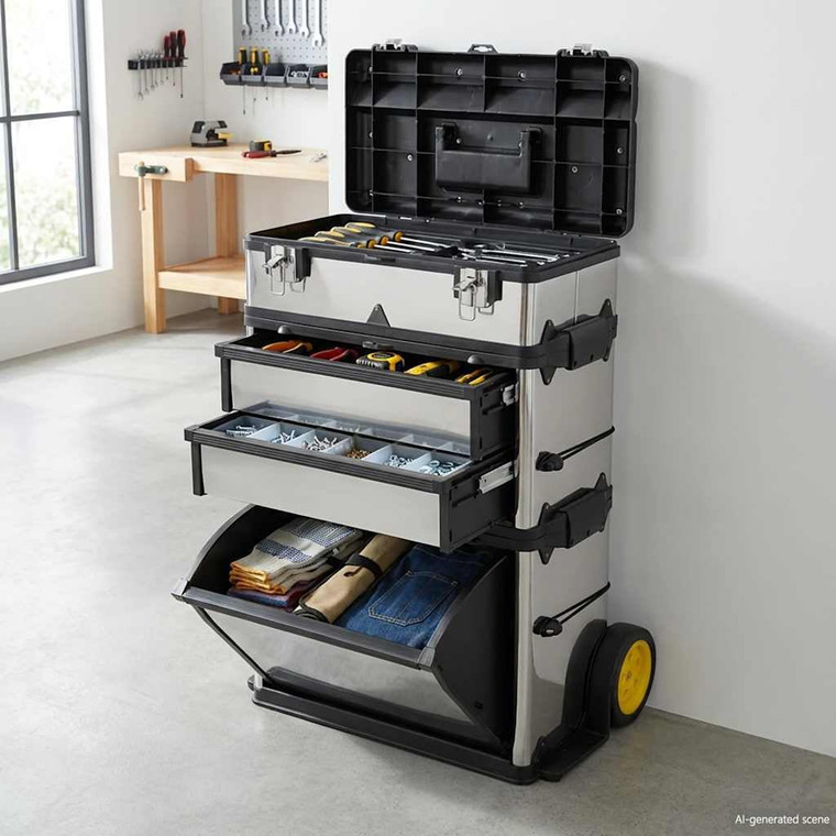  3-Part Rolling Tool Box with 2 Wheels A949-140301