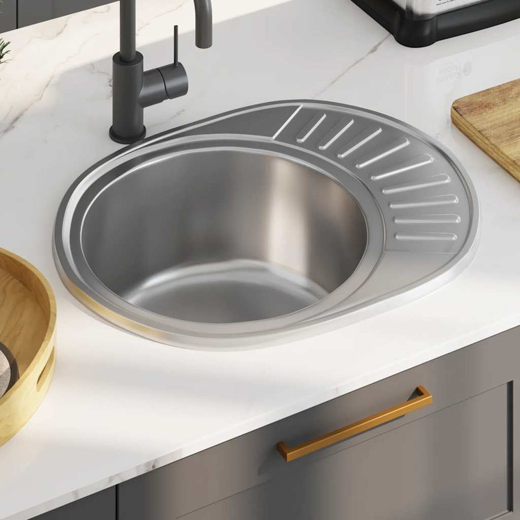  Kitchen Sink with Strainer Oval Stainless Steel A949-145072