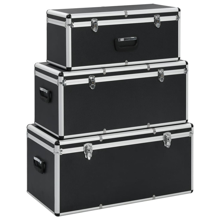  Storage Cases 3 pcs Black Aluminium A949-91853