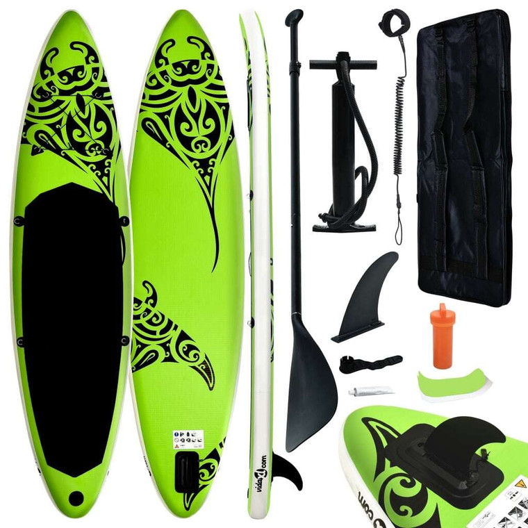  Inflatable Stand Up Paddleboard Set 120.1"x29.9"x5.9" Green A949-92740