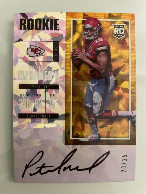 Patrick Mahomes 2017 Autograph Facsimile "Cracked Ice Style Yellow" Rookie RP Card Kansas City Chie X584-MCzxAQNZOsTH