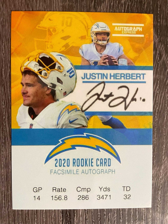 Justin Herbert 2020 Rookie Autograph Express Auto Facsimile Football Card - Los Angeles Chargers X584-oN1sZQOH6THh