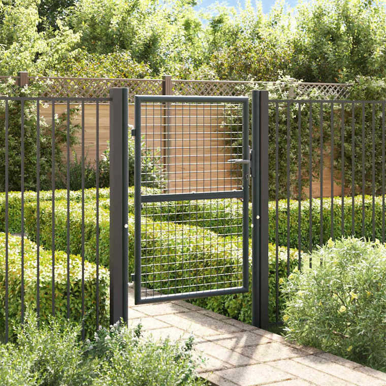  Mesh Garden Gate Galvanised Steel 39.4x49.2" Grey A949-145772