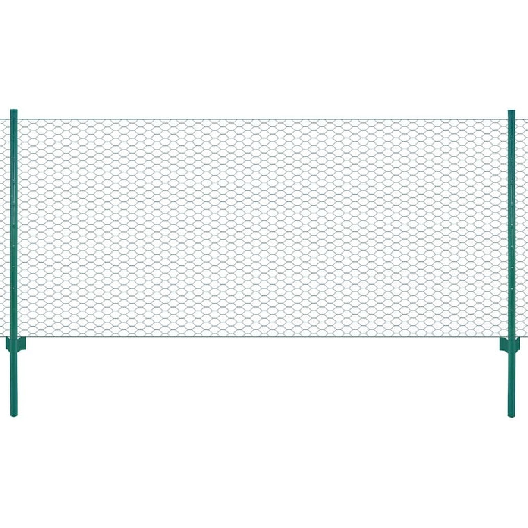  Wire Mesh Fence with Posts Steel 82'x3.3'Green A949-144610