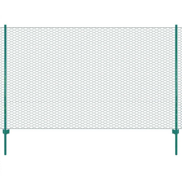  Wire Mesh Fence with Posts Steel 82'x6.6'Green A949-144617