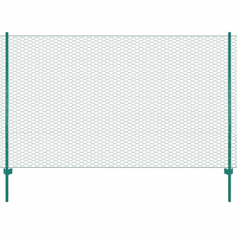  Wire Mesh Fence with Posts Steel 82'x4.9'Green A949-144606