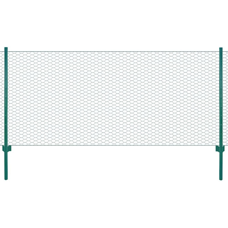  Wire Mesh Fence with Posts Steel 82'x1.6'Green A949-144603