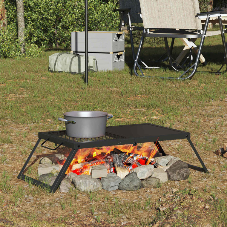  Foldable Camping Grill 26.8 x 11.8 x 6.7 in Alloy Steel Black A949-42030067