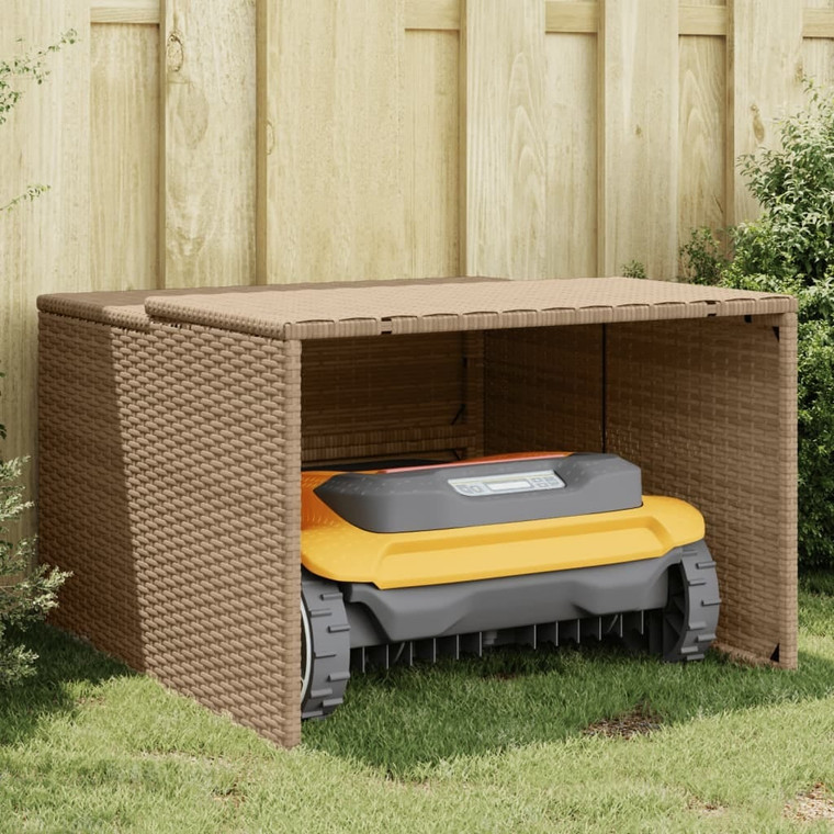  Robot Mower Garage Beige 33.9"x35.4"x20.5"/22.4" Poly Rattan A949-365407