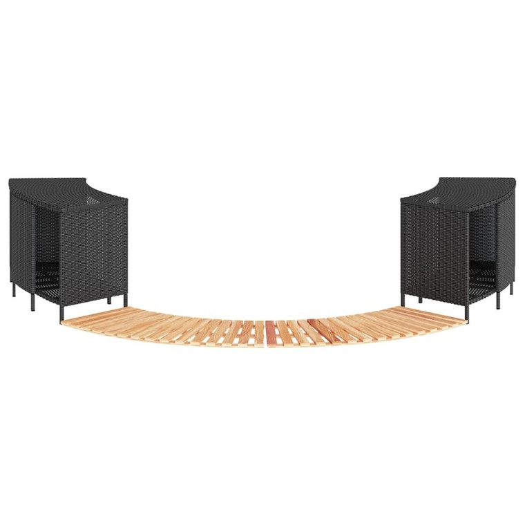 Hot Tub Surround Black Poly Rattan and Solid Wood Acacia A949-3270634