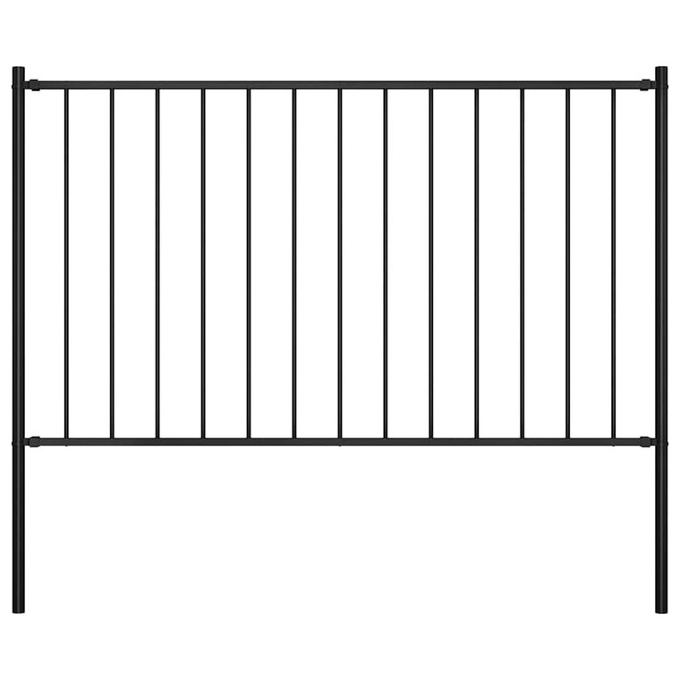 Fence Panel with Posts Powder-coated Steel 5.9 ft x 3.3 ft Black A949-145210