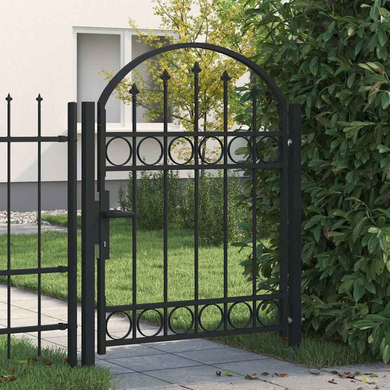  Fence Gate with Arched Top Steel 40.9" x 49.2" Black A949-143085