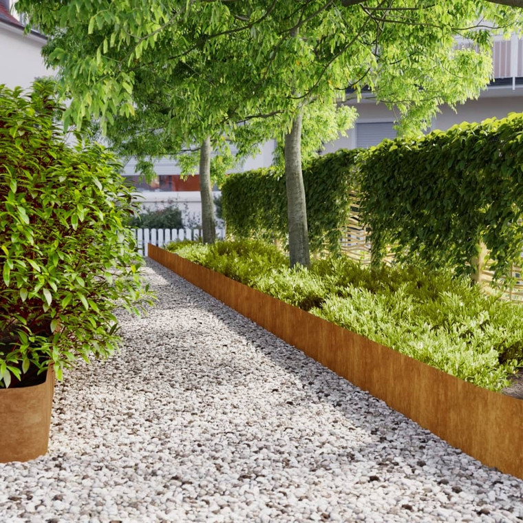  Lawn Edgings 10 pcs 9.8"x40.6" Flexible Corten steel A949-821896