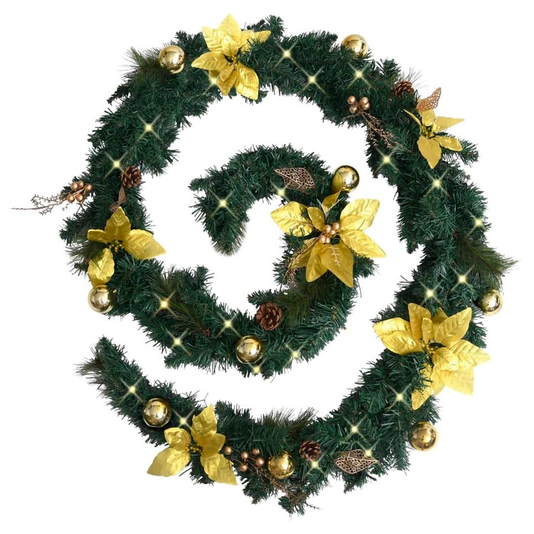  Christmas Garland with LED Lights Green 8.9'PVC A949-321511