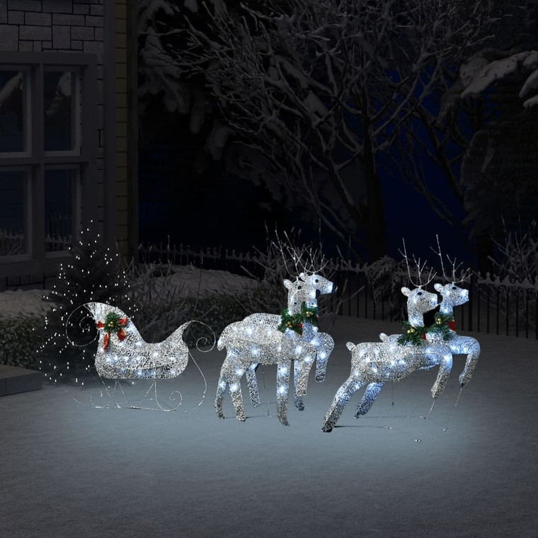  Reindeer & Sleigh Christmas Decoration 100 LEDs Outdoor Silver A949-329832