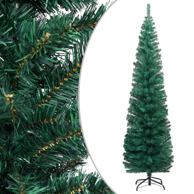  Slim Artificial Christmas Tree with Stand Green 8 ft PVC A949-320952