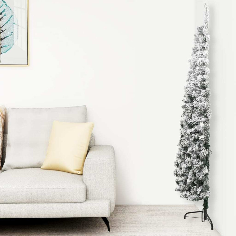  Slim Artificial Half Christmas Tree with Flocked Snow 8 ft A949-344608