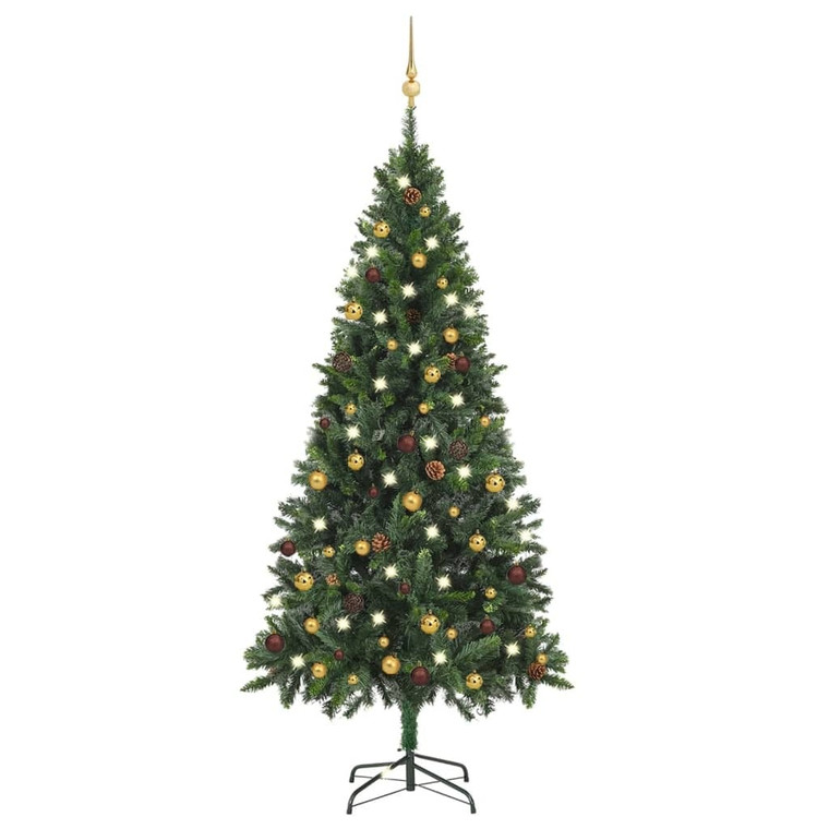  Artificial Pre-lit Christmas Tree with Ball Set Green 70.9 A949-3077797