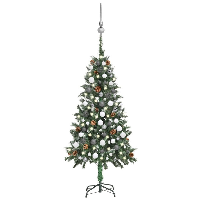 Artificial Pre-lit Christmas Tree with Ball Set Pine Cones 59.1 A949-3077895