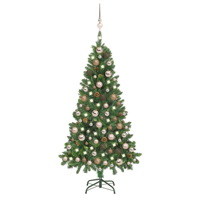  Artificial Pre-lit Christmas Tree with Ball Set&Pine Cones 59.1 A949-3077844