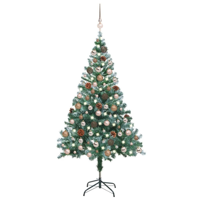  Frosted Pre-lit Christmas Tree with Ball Set Pinecones 59.1 A949-3077613