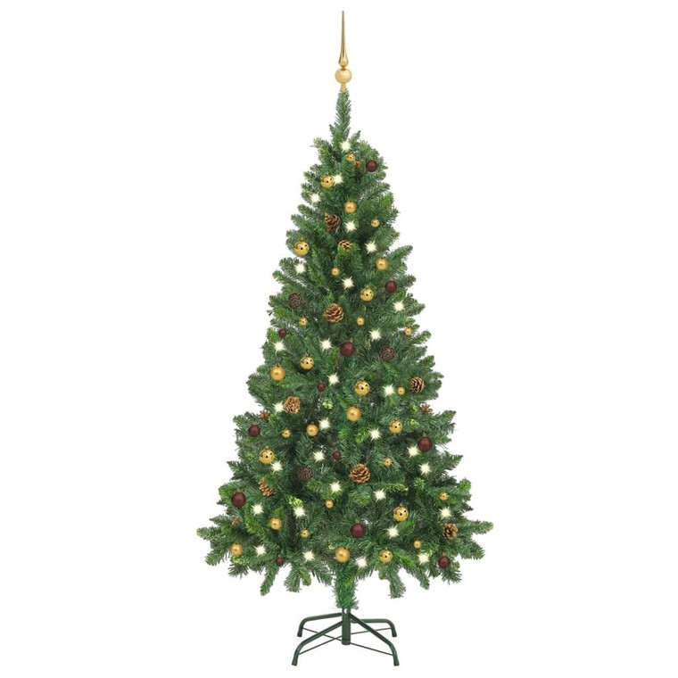  Artificial Pre-lit Christmas Tree with Ball Set Green 59.1 A949-3077796