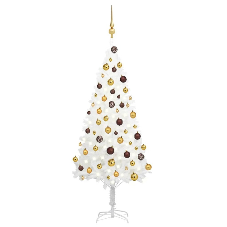  Artificial Pre-lit Christmas Tree with Ball Set White 47.2 A949-3077546