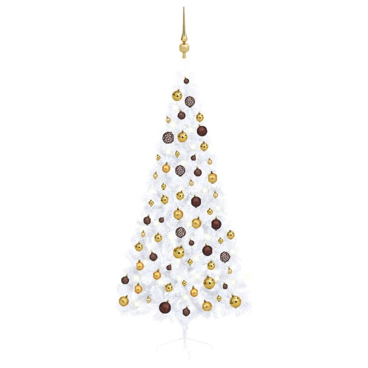  Artificial Half Pre-lit Christmas Tree with Ball Set White 70.9 A949-3077484