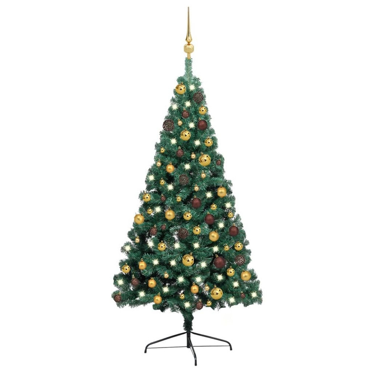  Artificial Half Pre-lit Christmas Tree with Ball Set Green 47.2 A949-3077477