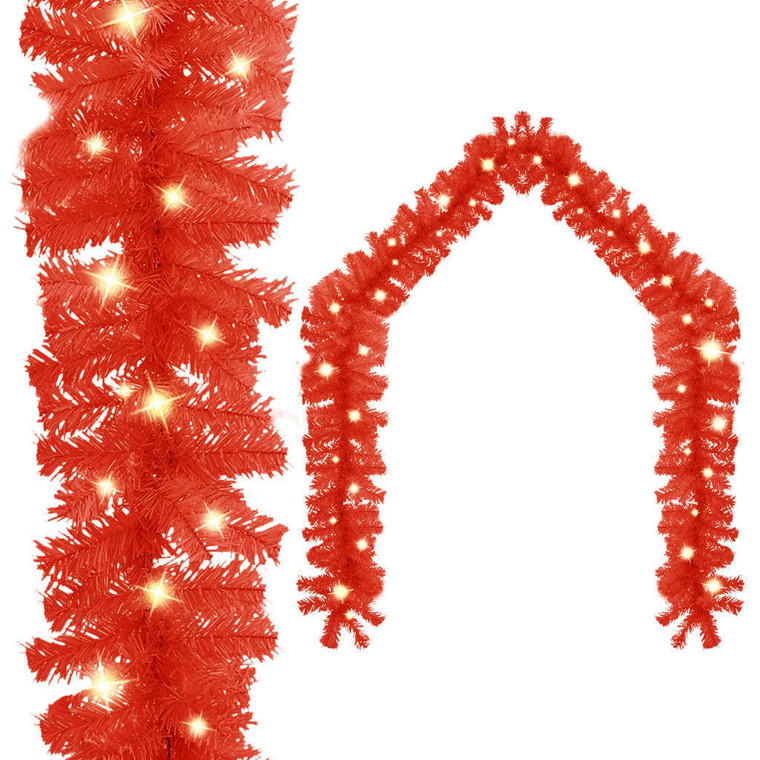 Christmas Garland with LED Lights 33 ft Red A949-329196