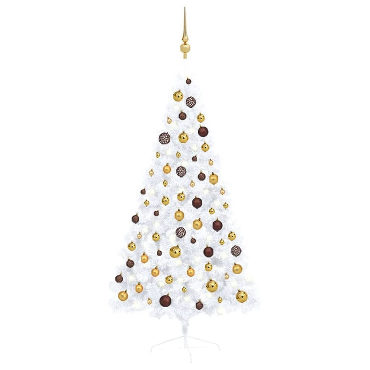 Artificial Half Pre-lit Christmas Tree with Ball Set White 59.1 A949-3077483