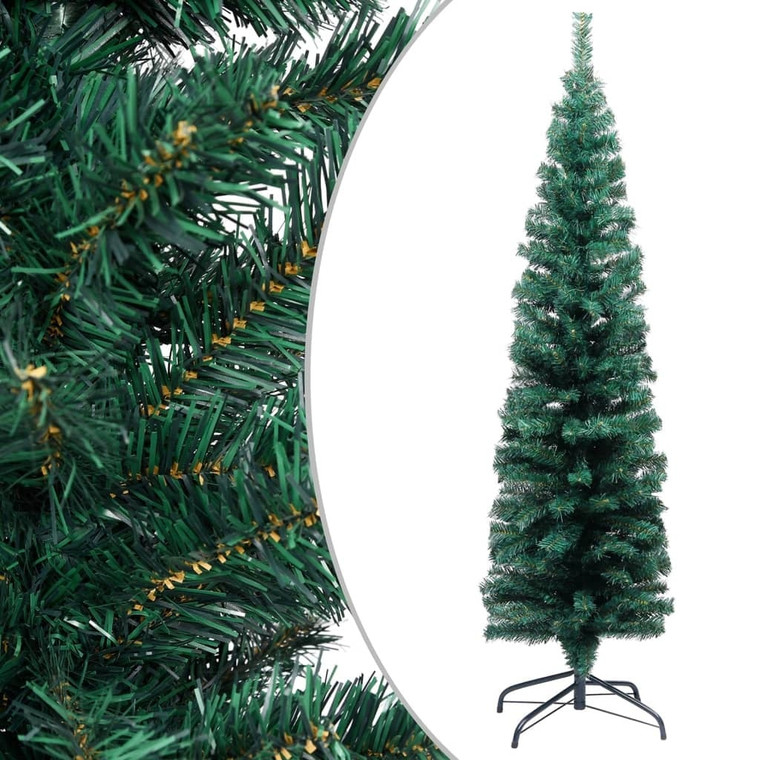 Slim Artificial Christmas Tree with Stand Green 4 ft PVC A949-328480