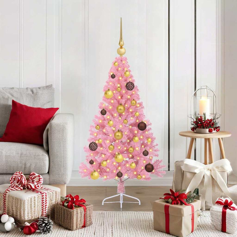 Artificial Pre-lit Christmas Tree Pink 47.24 in PVC A949-3397047