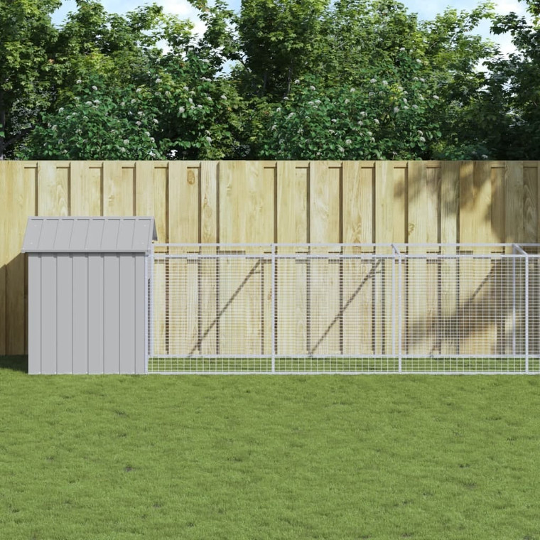 Dog House with Roof Light Gray 46.1"x480.7"x48.4" Galvanized Steel A949-3189068
