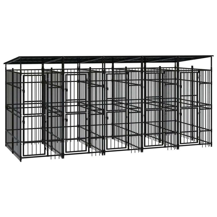 Outdoor Dog Kennel with Roof Steel 99.2 ft A949-3097950