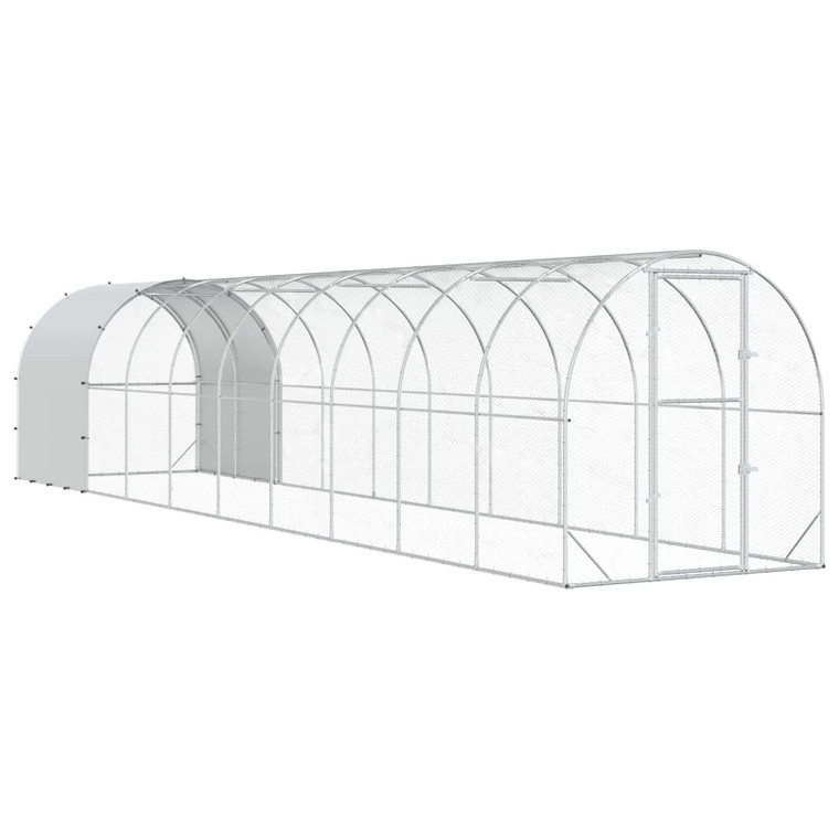 Chicken Coop Silver 393.70 x 78.74 x 78.74 in Galvanised Steel A949-3434684