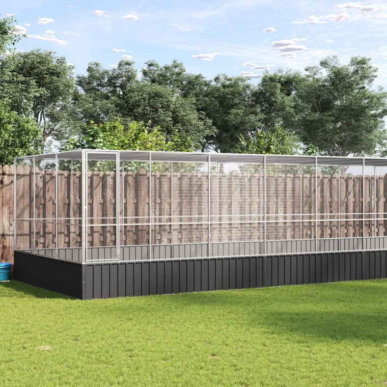 Aviary with Extension Silver 366.9"x120.9"x83.5" Steel A949-3214279