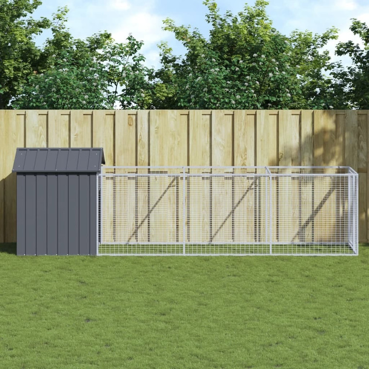 Dog House with Roof Anthracite 46.1"x159.4"x48.4" Galvanized Steel A949-3189059
