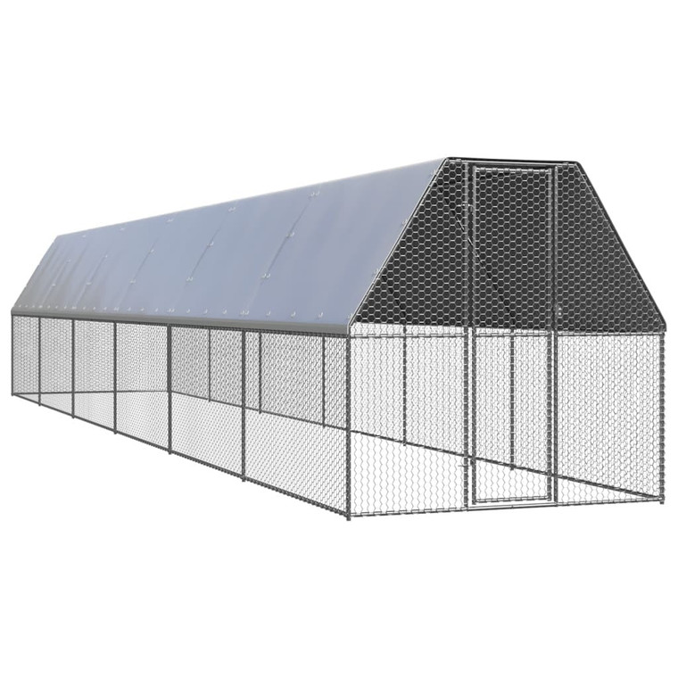 Chicken Cage 6.6'x39.4'x6.6'Galvanized Steel A949-3278807