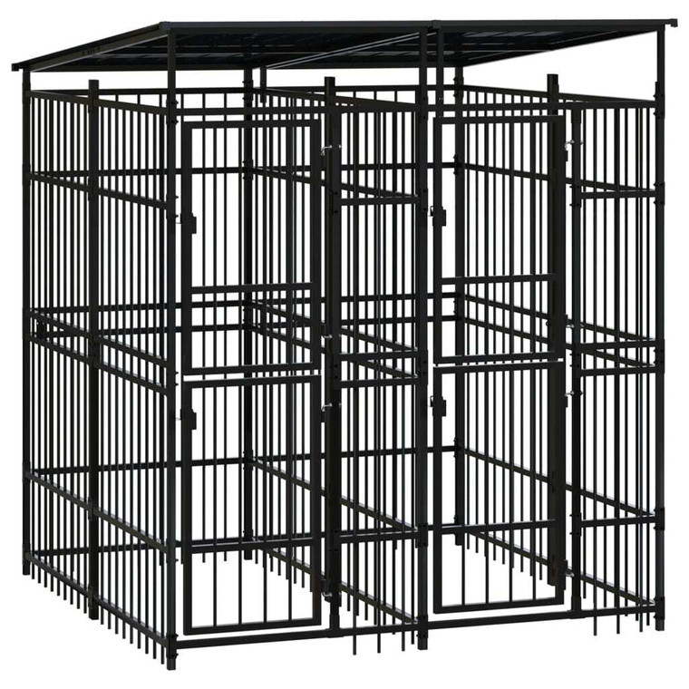 Outdoor Dog Kennel with Roof Steel 39.7 ft A949-3097947