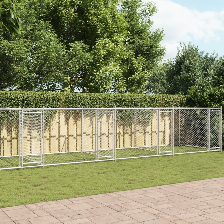 Dog Cage with Doors Gray 39.4'x6.6'x4.9'Galvanized Steel A949-3209577