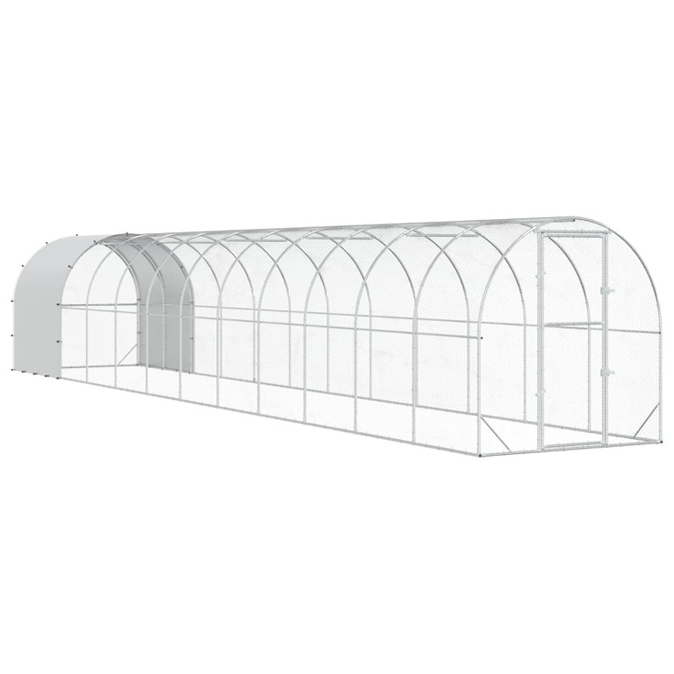 Chicken Coop Silver 472.44 x 78.74 x 78.74 in Galvanised Steel A949-3434685