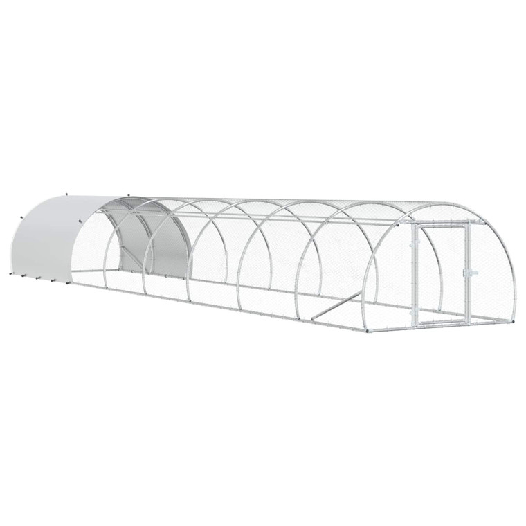 Chicken Coop Silver 314.96 x 59.06 x 39.37 in Galvanised Steel A949-3434668